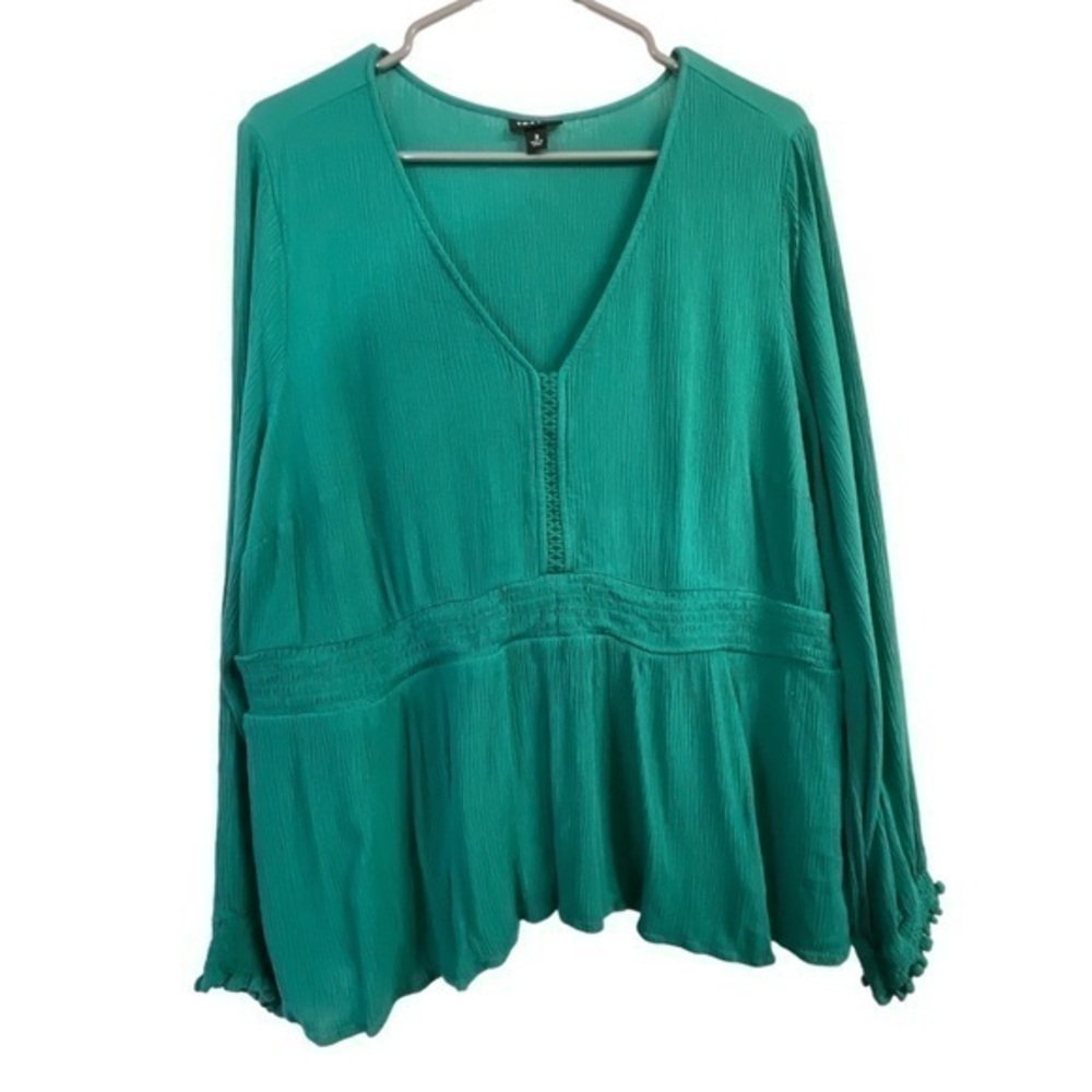 Torrid Green Blouse Bohemian Size 3X GUC #7934